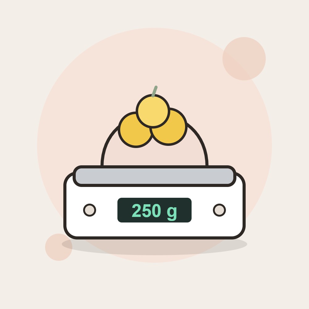 Illustration of the Digital Kitchen Scale with Tare