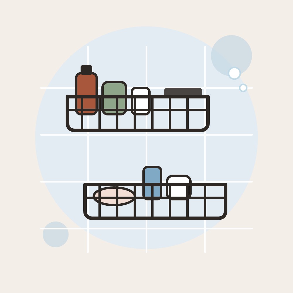 Illustration of the Self-Adhesive Shower Caddy Shelves (No Drilling)