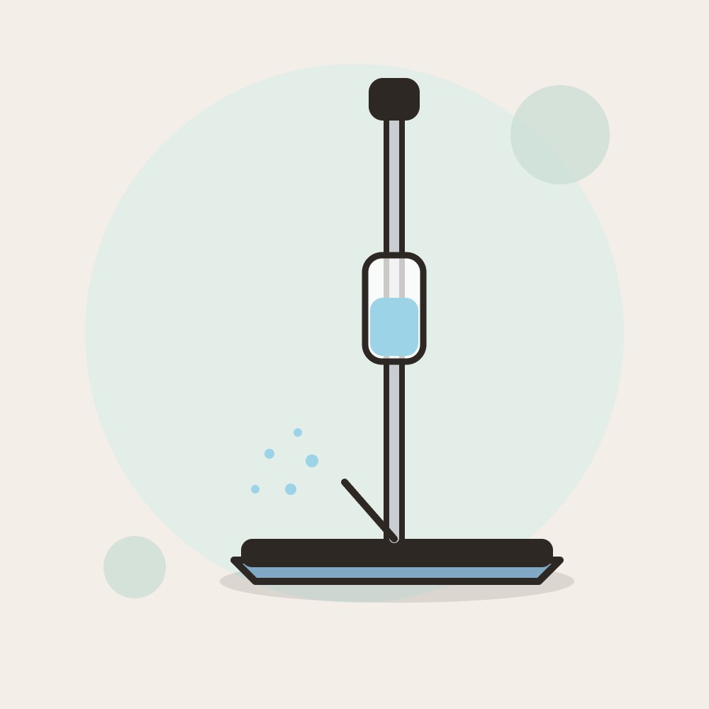 Illustration of the Spray Mop with Refillable Bottles